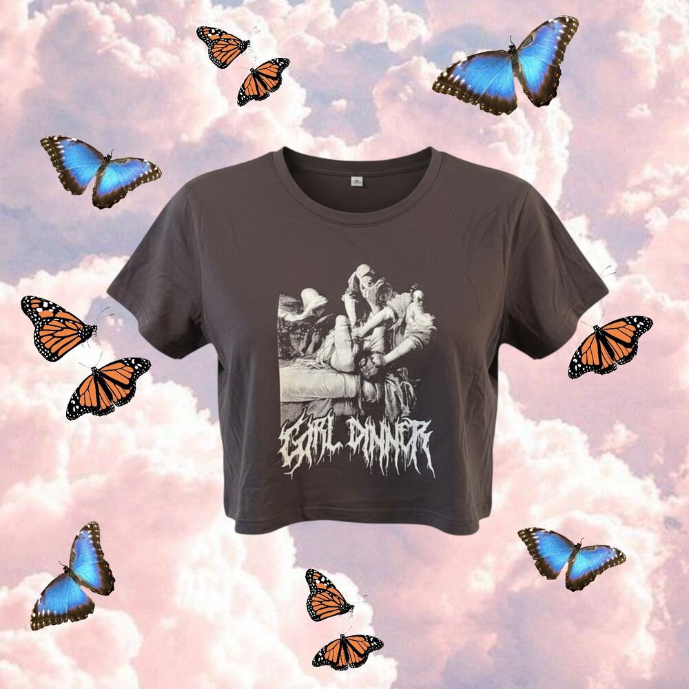 Black Metal Girl Dinner Crop Tee